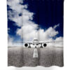 Airplane on Runway Photo Shower Curtain