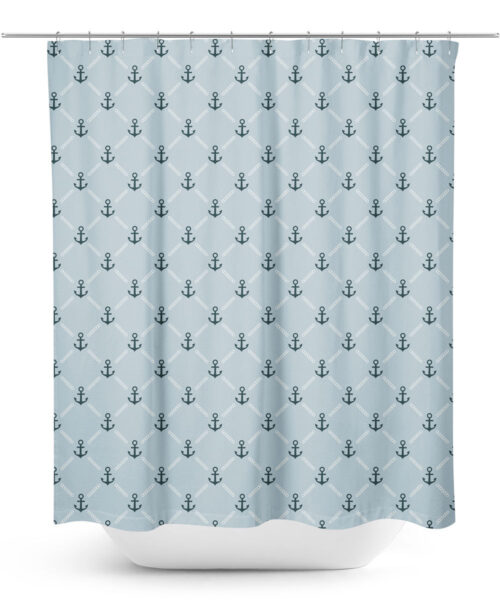 Anchor and chain pattern shower curtain