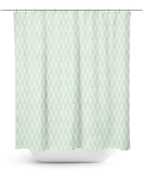 Aqua and Cream Ogee Pattern Shower Curtain