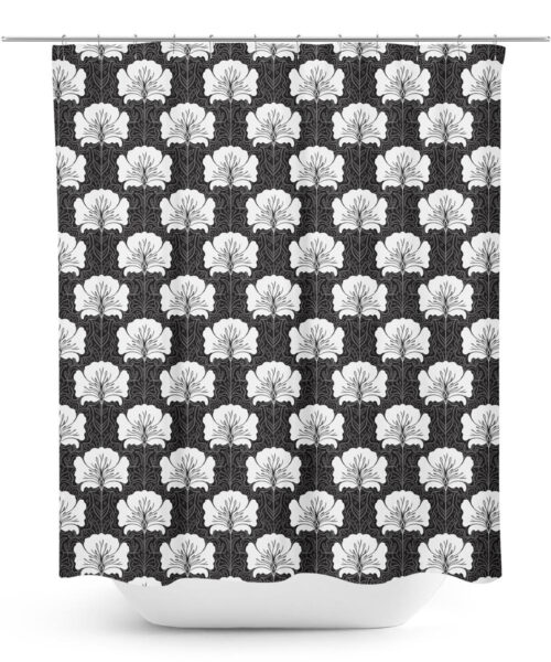 arts and crafts era poppy pattern shower curtain