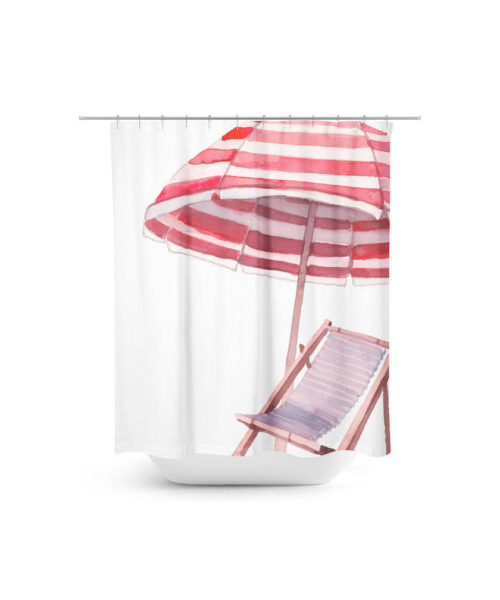 beach chair and umbrella scene shower curtain