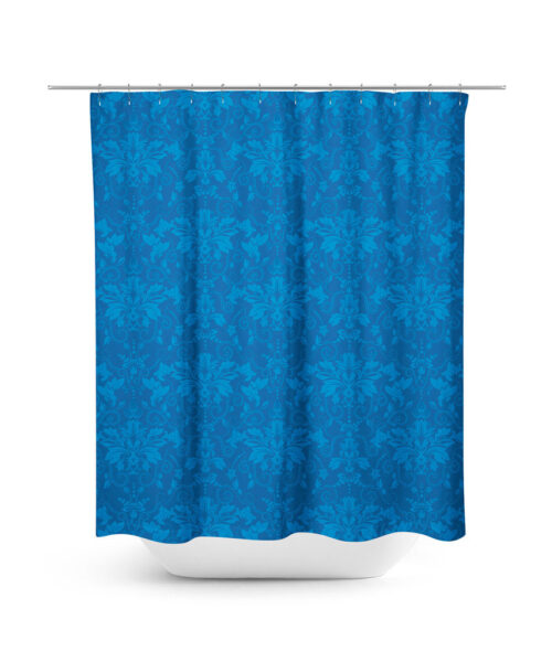 Blue Damask Pattern Shower Curtain