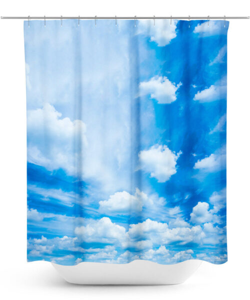 Blue sky with clouds photo shower curtain