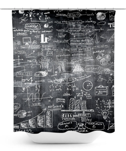 Chalkboard with Business Plans Design Shower Curtain