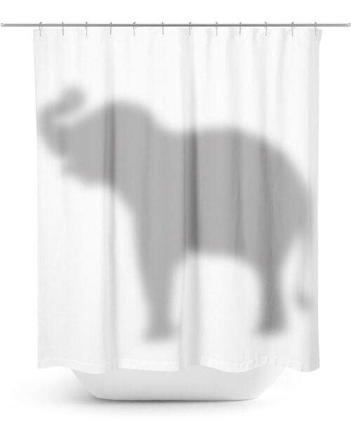 Elephant hiding behind Shower Curtain