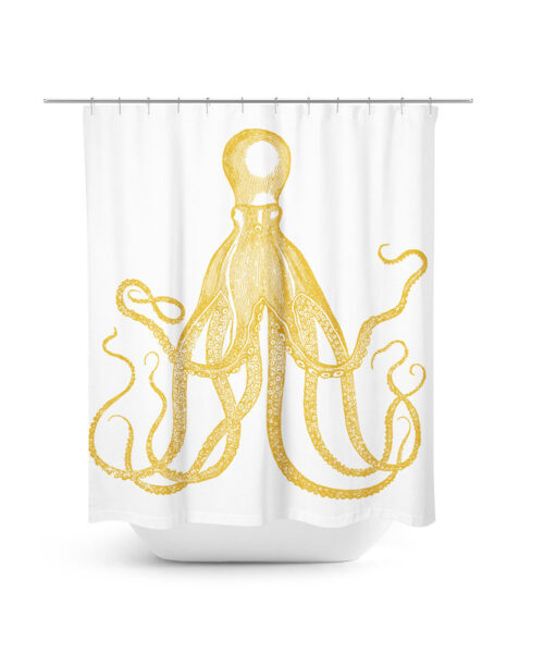 Vintage Gold Octopus Shower Curtain