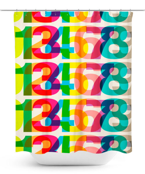 Helvetica Numbers In Rainbow Colors Shower Curtain