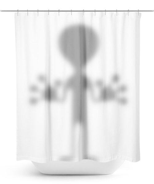 Alien Hiding behind the Shower Curtain