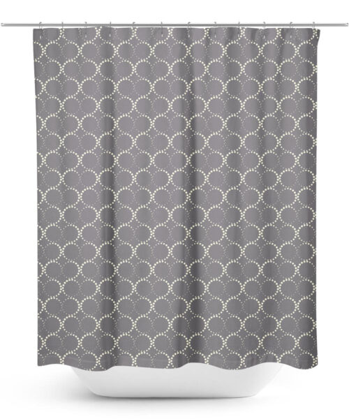 Circular Dot Pattern on Grey Shower Curtain