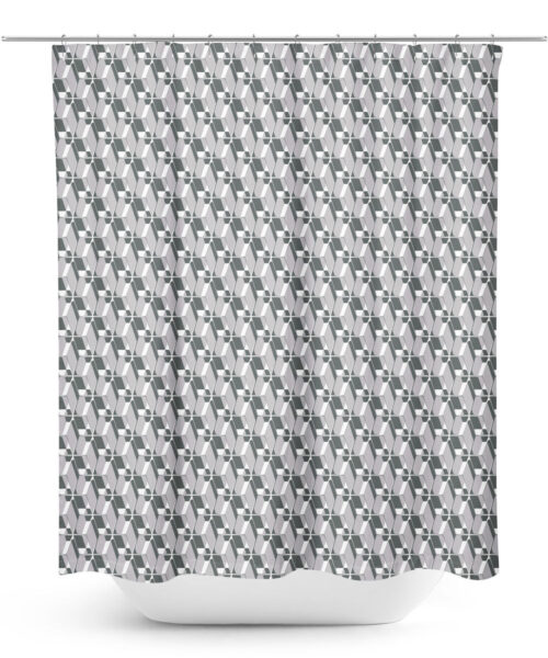 Modern grey lattice work pattern shower curtain