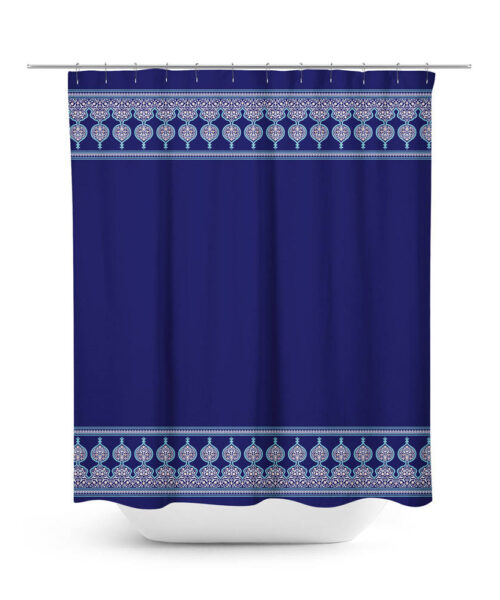 Moroccan inspired border print shower curtain