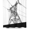 Silhouette Graphic of Power Cables Shower Curtain