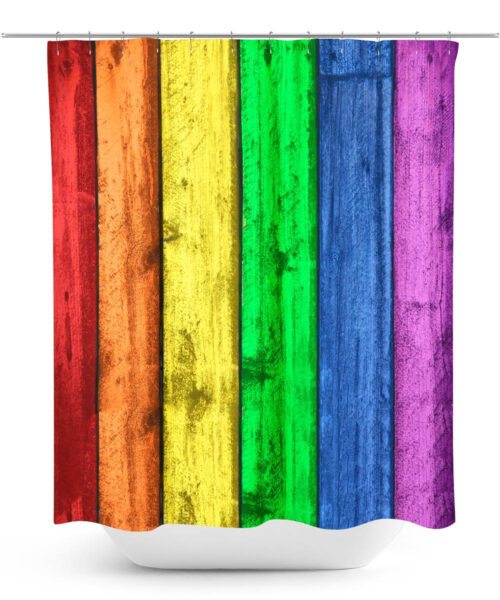 Rainbow Painted Fence Shower Curtain