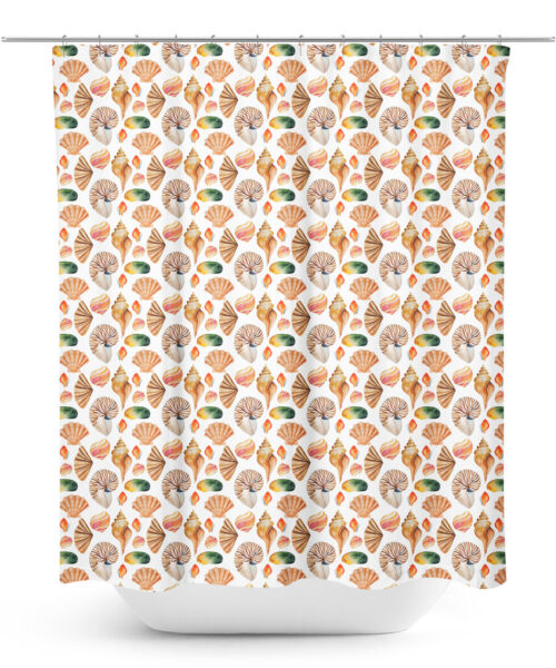 Seashell illustration shower curtain