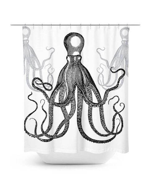 Three Octopus Graphic Shower Curtain