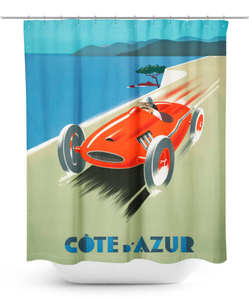 Vintage Car Racing Poster Shower Curtain