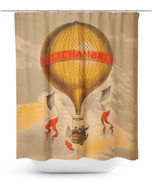 Vintage Advertising Hot Air Balloon Poster Shower Curtain