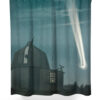 Vintage Illustration Night Sky with Comet Shower Curtain