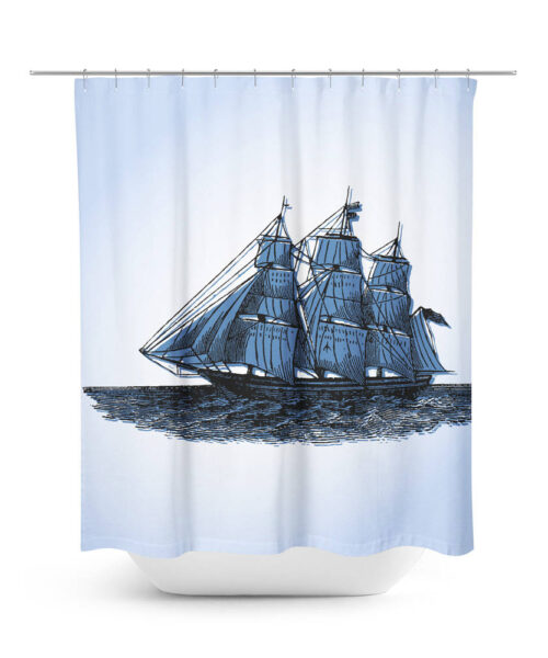 Vintage Sailing Ship Graphic Shower Curtain