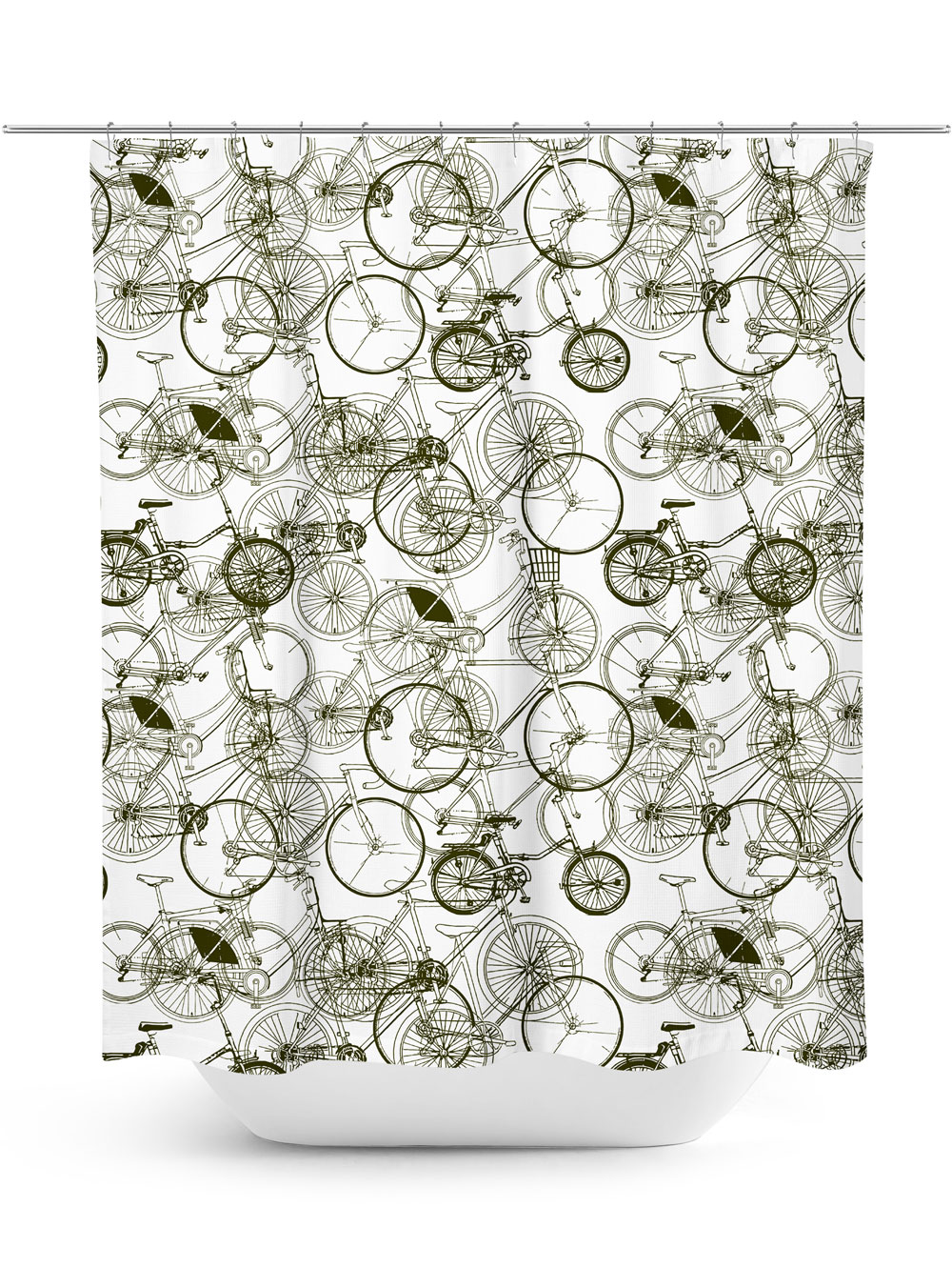 Sketches of Bicycles Pattern Shower Curtain