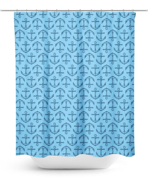 Blue Anchor Pattern Shower Curtain