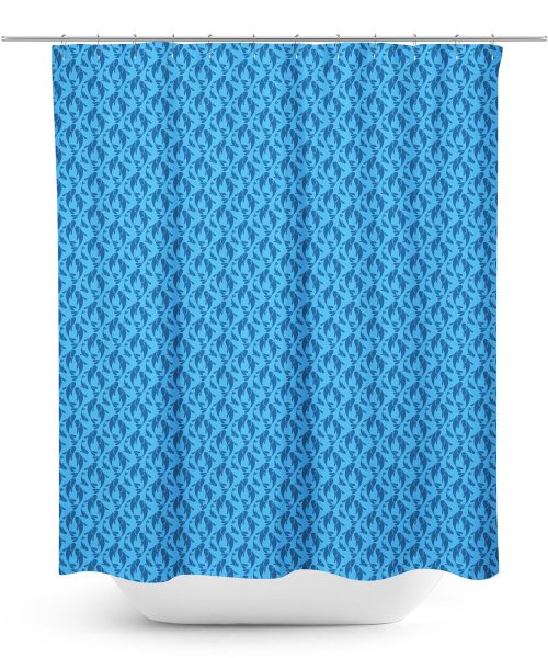 Blue Fish Graphic shower Curtain