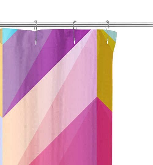 colorful chevron shower curtain close up image