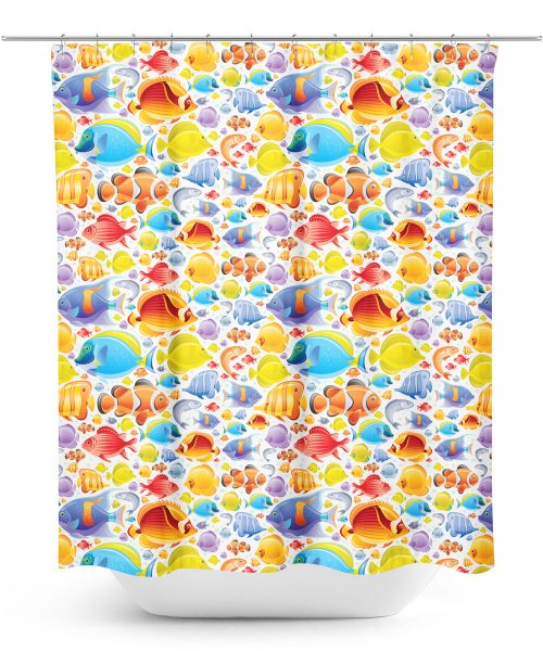 Digital Graphic Colorful Fish Pattern Shower Curtain