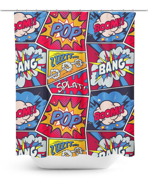 Comic Book Action Graphic Shower Curtain