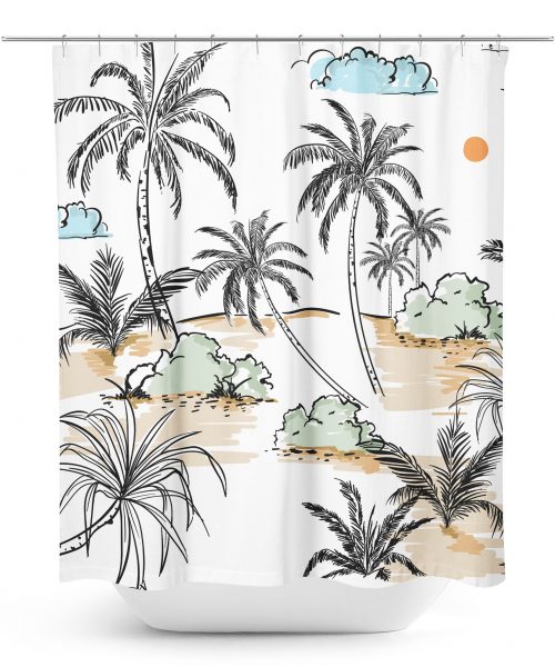 Desert Island Sketch Shower Curtain