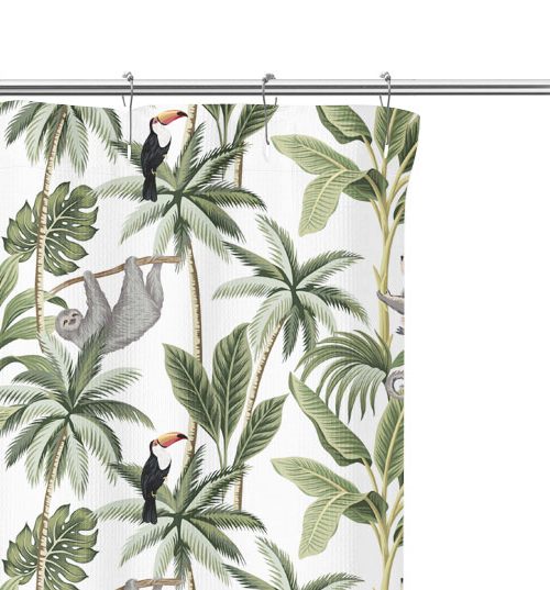 Jungle Palm Tree Shower Curtain close up