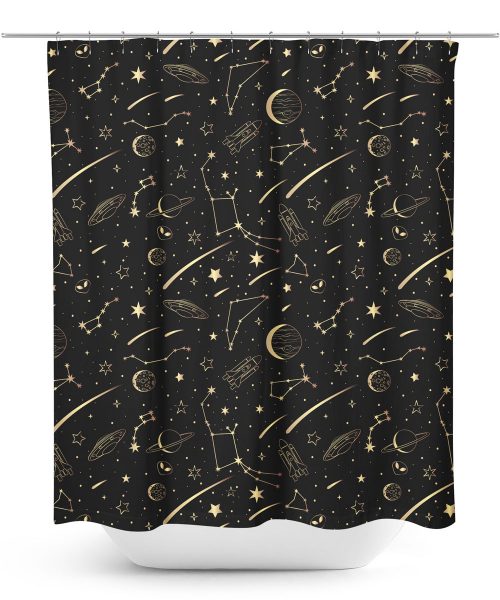 Cartoon illustration of Night Sky on Shower Curtain