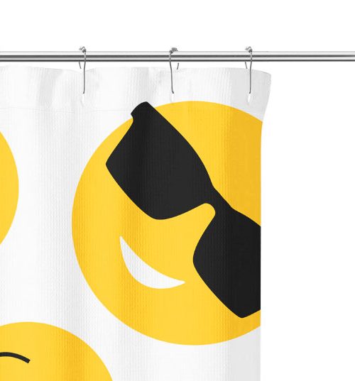 large emoji shower curtain close up image