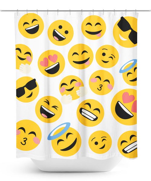 Oversize Emoji Print Shower Curtain