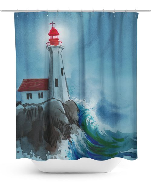 Digital Art Lighthouse Shower Curtain