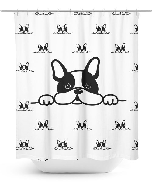 Curious Terrier Puppy Graphic Pattern Shower Curtain