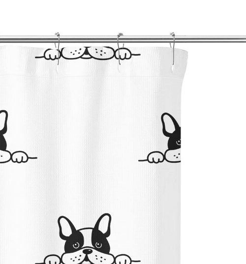 Curious Terrier Puppy Graphic Pattern Shower Curtain close up