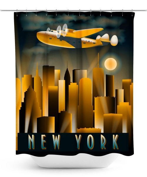 Vintage New York Travel Poster Shower Curtain