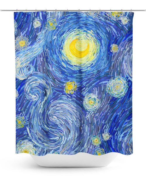 Impressionist style night sky shower curtain