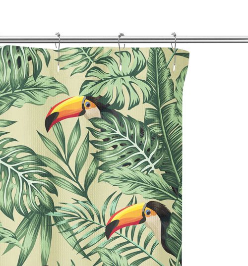 Toucan and Palm Frond Pattern Shower Curtain