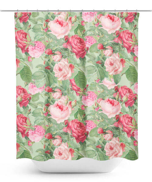 Rose trellis pattern shower curtain