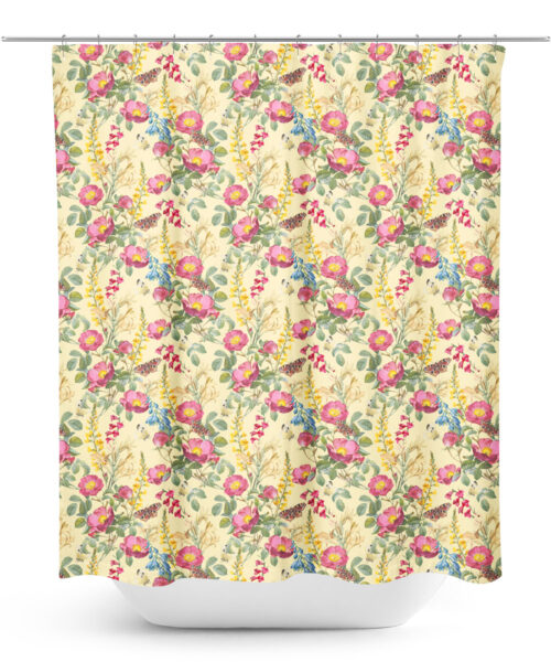 Spring flowers and butterflies shower curtain