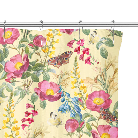 Vintage flowers and butterfly pattern shower curtain