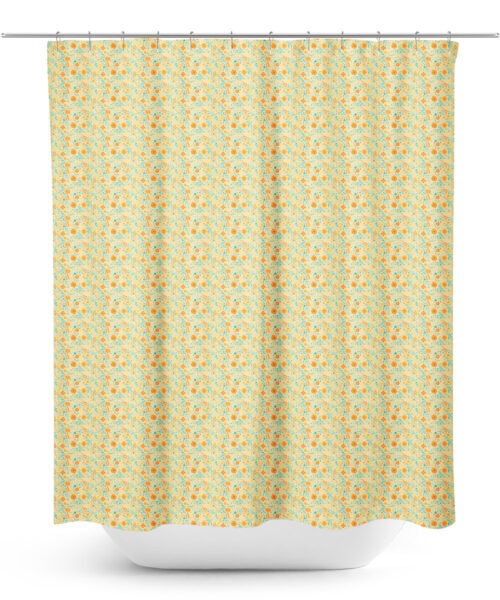 yellow mini floral pattern shower curtain